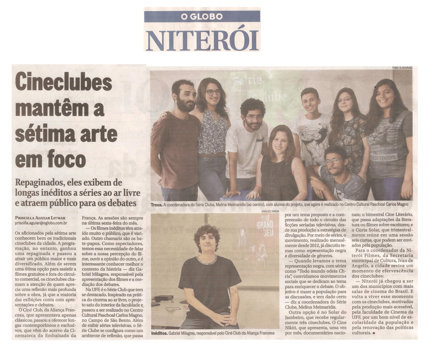 Cineclube da Aliança Francesa de Niterói do jornal O Globo